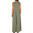 thumbnail image 3 of Women's Sleeveless V Neck Wide Leg Jumpsuit Casual Loose Pocket Maxi Romper, 3 of 5