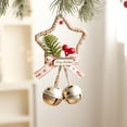 thumbnail image 1 of Colgante de campanas de pentagrama de Navidad | Decoración colgante de pared y puerta de hierro | Rojo, Verde, Dorado, Blanco | Aguja de pino, baya, acento de lazo | Sonido de campana nítido |, 1 of 6