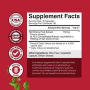 Natures Craft Extra Strength Tart Cherry Extract 7500mg per Serving Capsules - Uric Acid Cleanse - Gout Kidneys Urinary Tract Health & Joint Support - 240ct