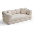 thumbnail image 3 of 74.8''Convertible Floor Sofa Bed with Pillow & Blanket, Compact Memory Foam Guest Sleeper with Enhanced Sturdy Frame, Foldable Lounger Couch for Living Room, Bedroom, Small Spaces (Cream), 3 of 5