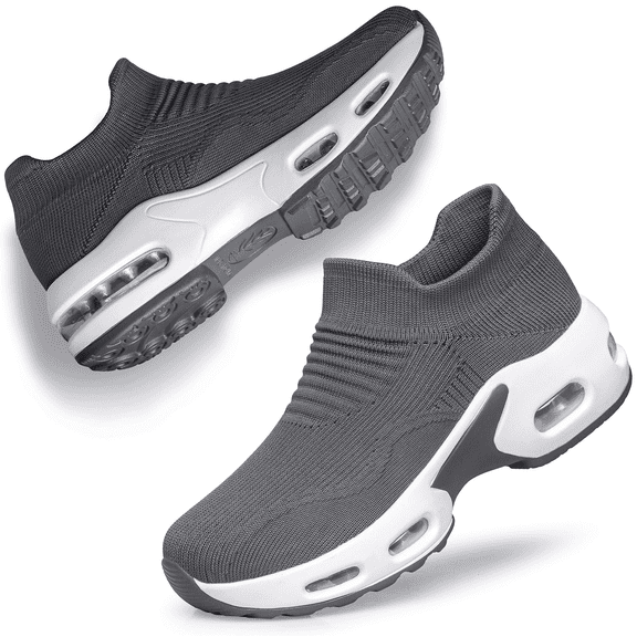 Barerun Womens Slip on Walking Shoes Mesh Air Cushion Platform Sneakers Non Slip Running Shoes