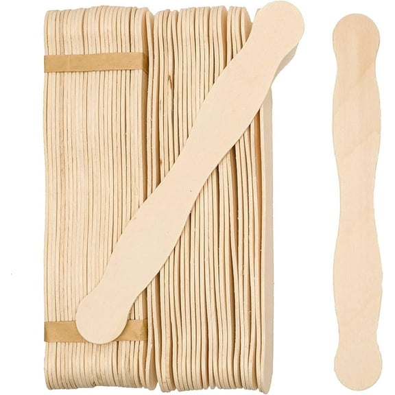 Triani 50 Pack Wooden 8 inch Fan Handles, Wedding Programs,  Jumbo Craft Popsicle Sticks for Auction Bid Paddles, Wooden Wavy Flat Stems for Any DIY Crafting Supplies Kit