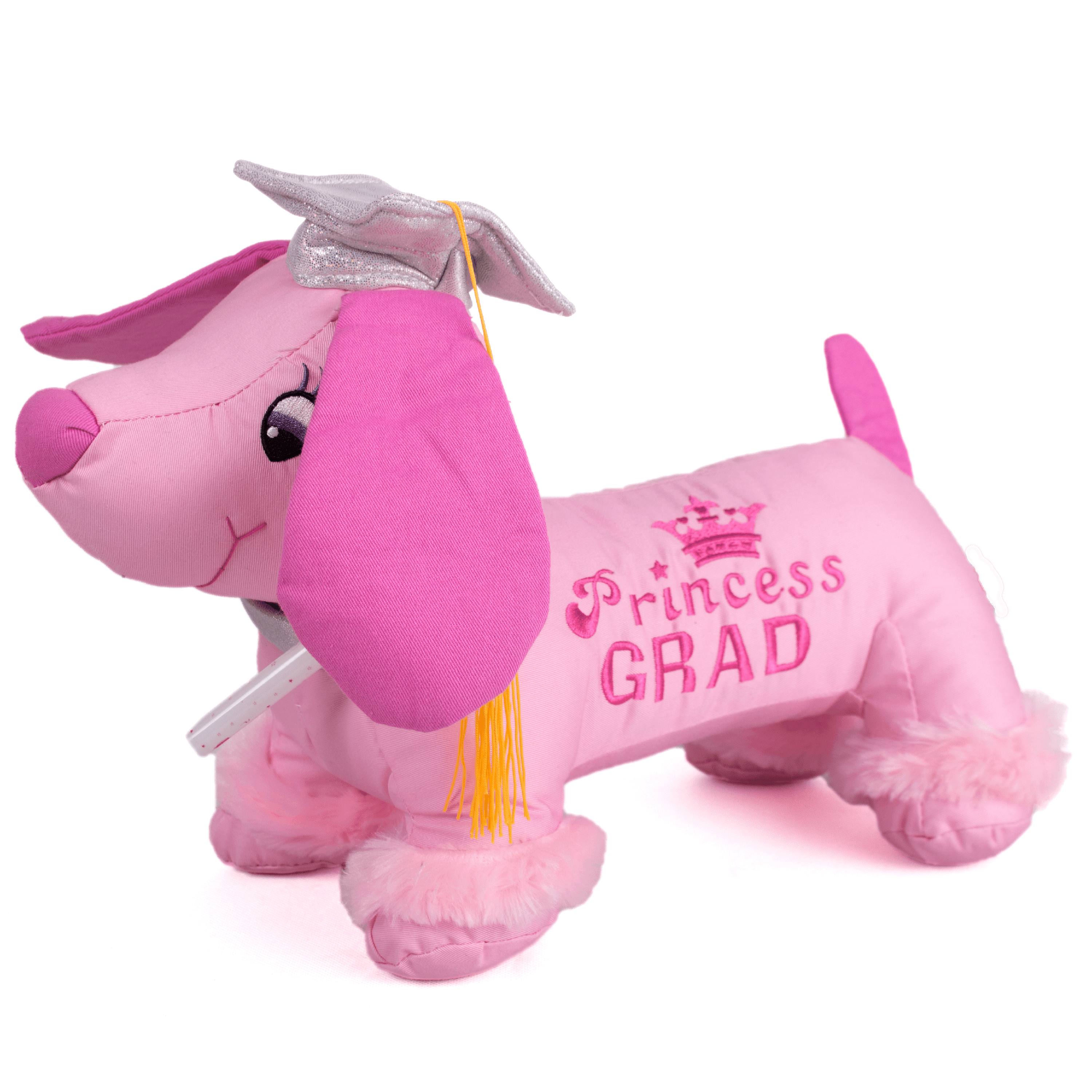 Star Gifts Princess Grad Dog w/Pen 14" Plush Animal, Pink Silver