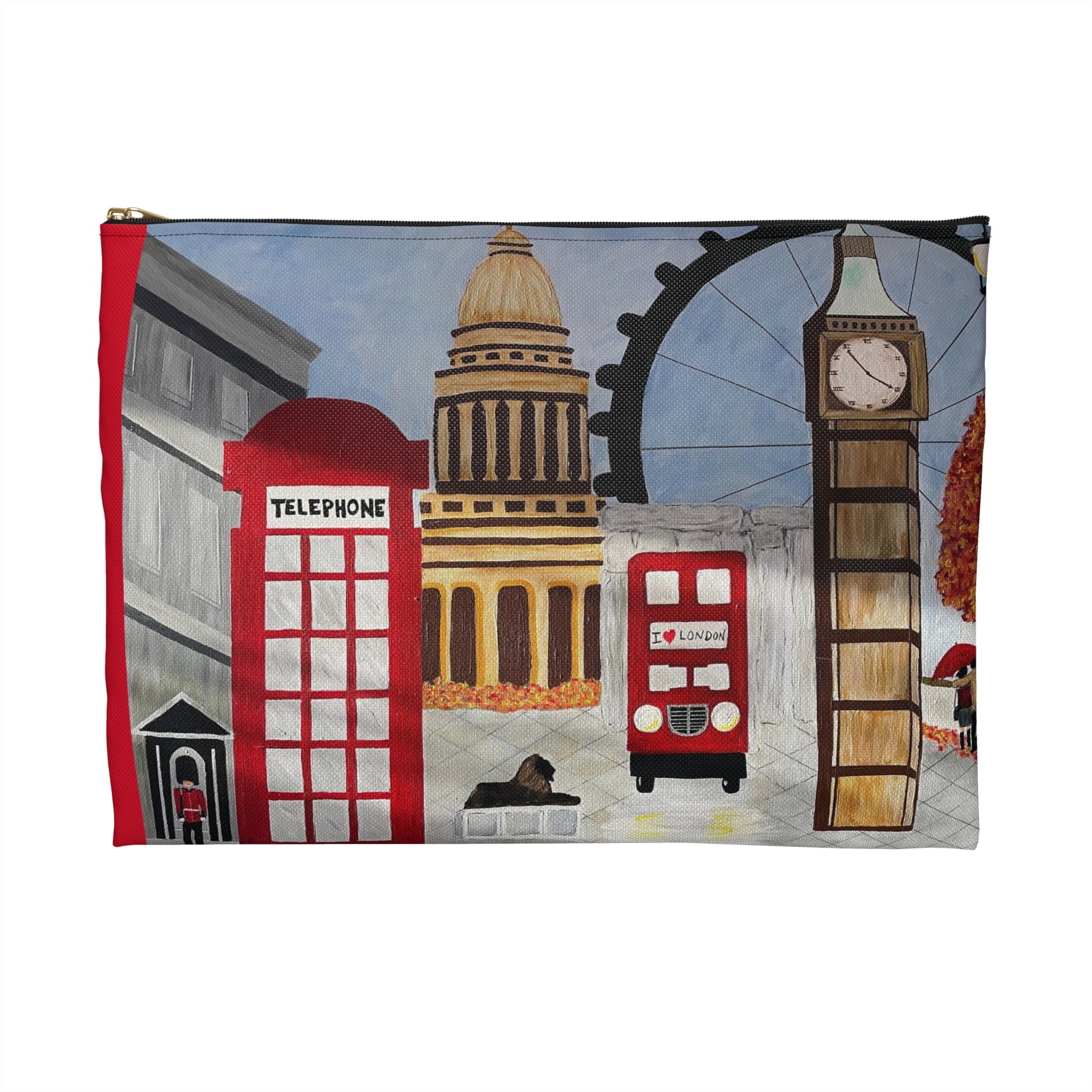 I Love London Pouch - Durable and Versatile Cosmetic Bag or Pencil Case