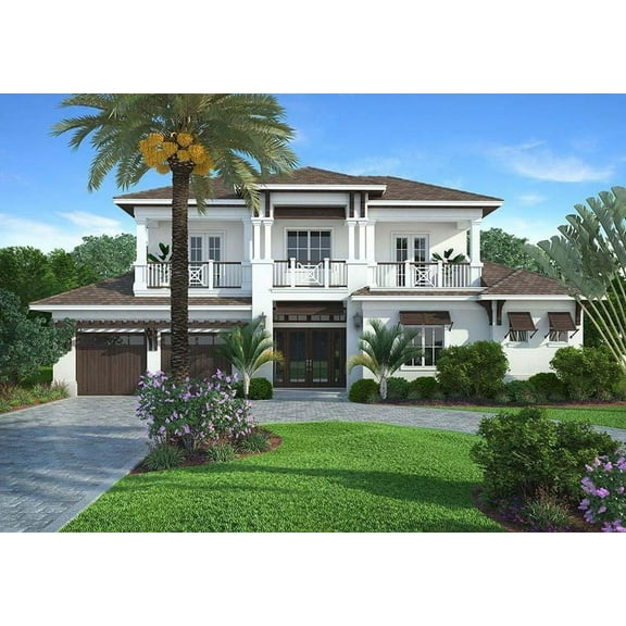 013-3939: Beach & coastal CMU 4 Bed, 4 Bath Luxury Home Plan, 3939 Sq Ft: Full Blueprints with License to Build by Home Plan Marketplace - Lesuto