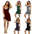 thumbnail image 3 of KZKR Women's Nightgown Sleeveless Sleepwear Lace Cami Vest Nightshirt Chemise Full Slip Sleep Dress S-XXL, 3 of 8