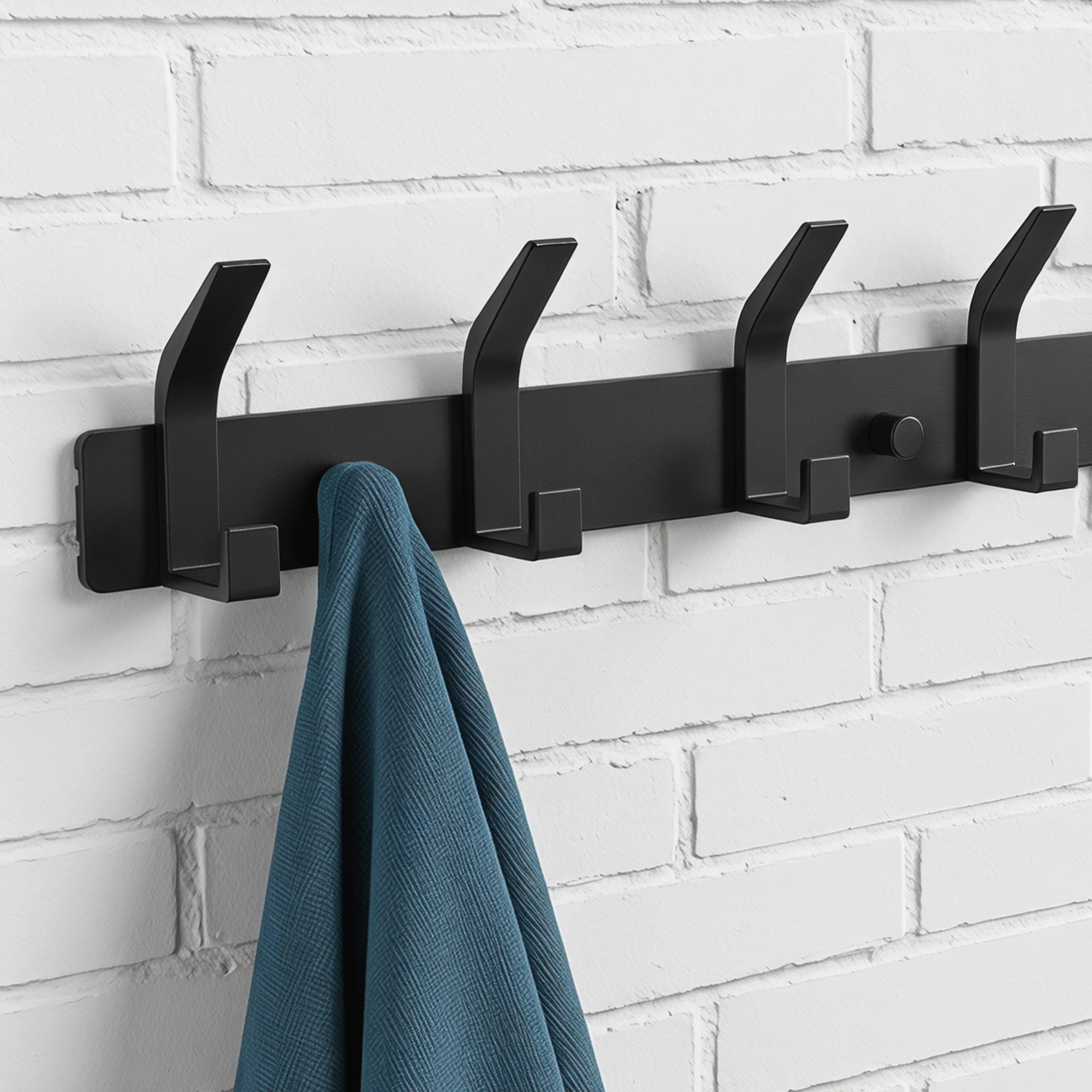 Unique Bargains Coat Rack Wall Mount Metal Hook for Bathroom and Bedroom Black 7 Hooks