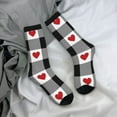 thumbnail image 5 of Vsdgher Heart Black Buffalo Plaid Gingham Crew Socks for Men & Women, Breathable Casual Athletic Ankle Socks, 5 of 6
