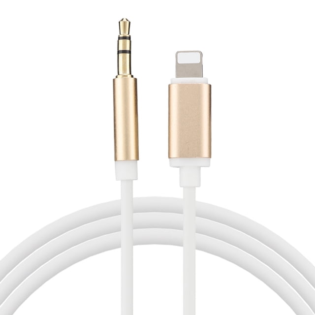 Cable de datos auxiliar tipo conector de audio de 3,5 mm Altavoz para automóvil Convertidor de auriculares para teléfono (Platino)
