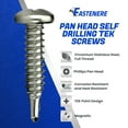 thumbnail image 3 of Fastenere Pan Head Self Drilling Tek Screws - #10 x 1" (50 Pack) Stainless Steel 410, Full Thread, Bright Plain Finish, Corrosion-Resistant, Self-Drilling, Easy to Install w/ Phillips Drive Size #2, 3 of 4