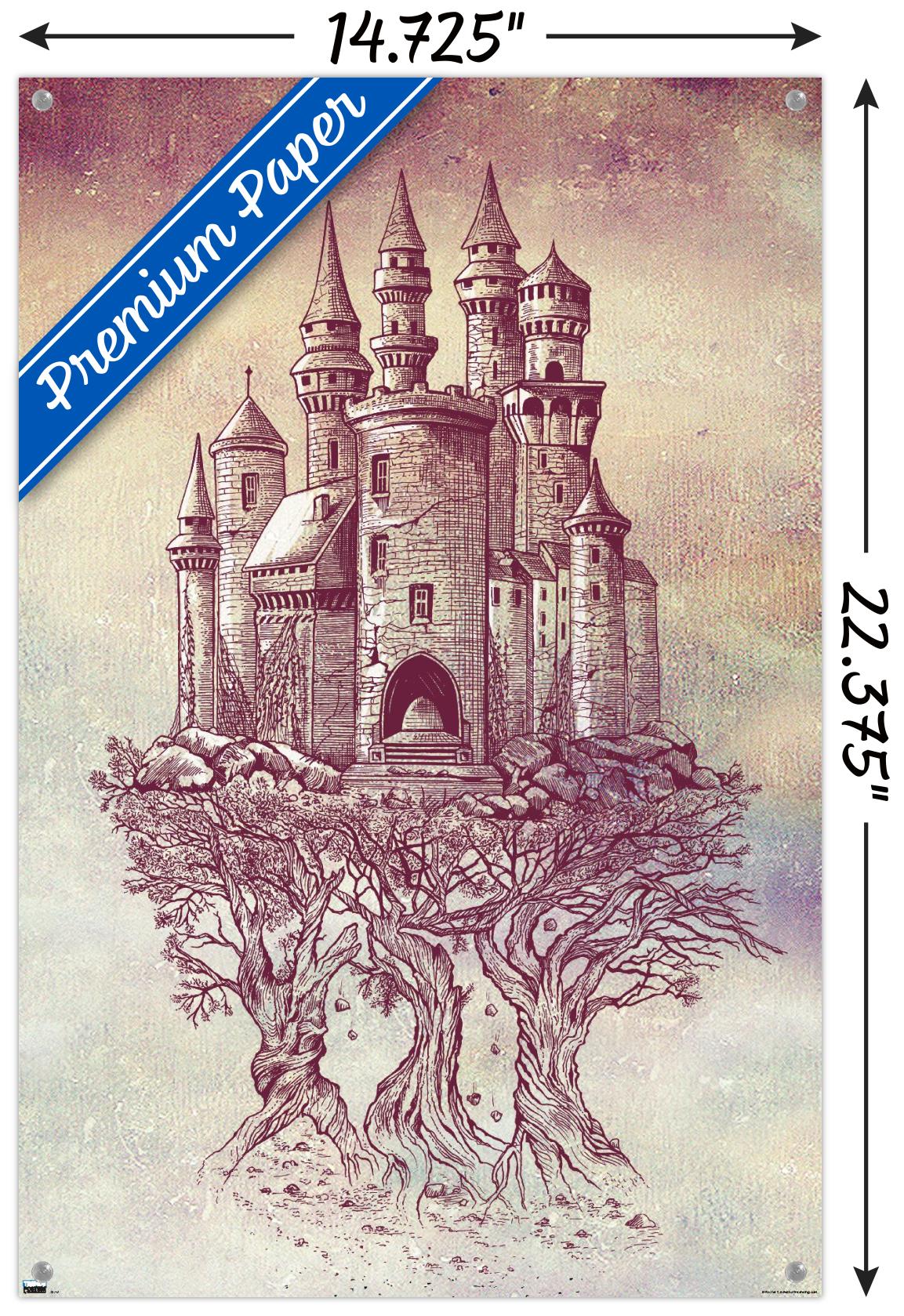 Rachel Caldwell - Castle in Trees Wall Poster with Push Pins, 14.725" x 22.375"