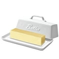 thumbnail image 5 of Bruntmor Elegant Porcelain Butter Dish with Lid, Covered Butter Keeper - Handle Design - Dishwasher Safe, 7.5 Inch Wide, White, 5 of 9