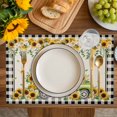 thumbnail image 4 of Sunflowers Placemats Set of 8, Spring Farmhouse Vintage Truck Leaf Black Plaid Placemats for Dining Table, Place Mats for Kitchen Tabletop, Waterproof Wipeable Dining Table Mats Set, 4 of 9
