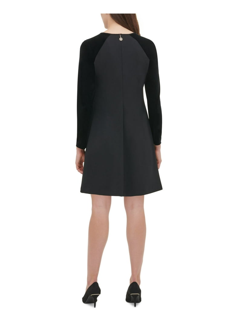 chinese dress ladies Tommy Hilfiger Women's Long Sleeve Collared Peter Pan Shift Mini Dress, Sky  Captain/Ivory, 0 at Amazon Women's Clothing store