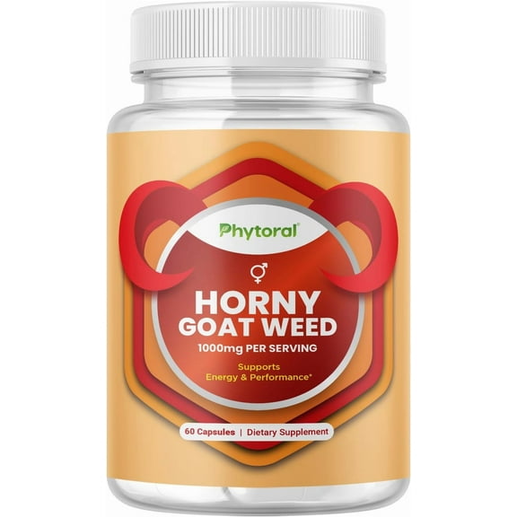 Phytoral Pure Horny Goat Weed Extract with Maca Powder, 1000mg, 60 Capsules