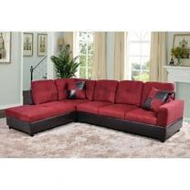 PonLiving 103.5" Wide Corner Microfiber Sectional Sofa with Matching Pillows Left Hand Facing, Red