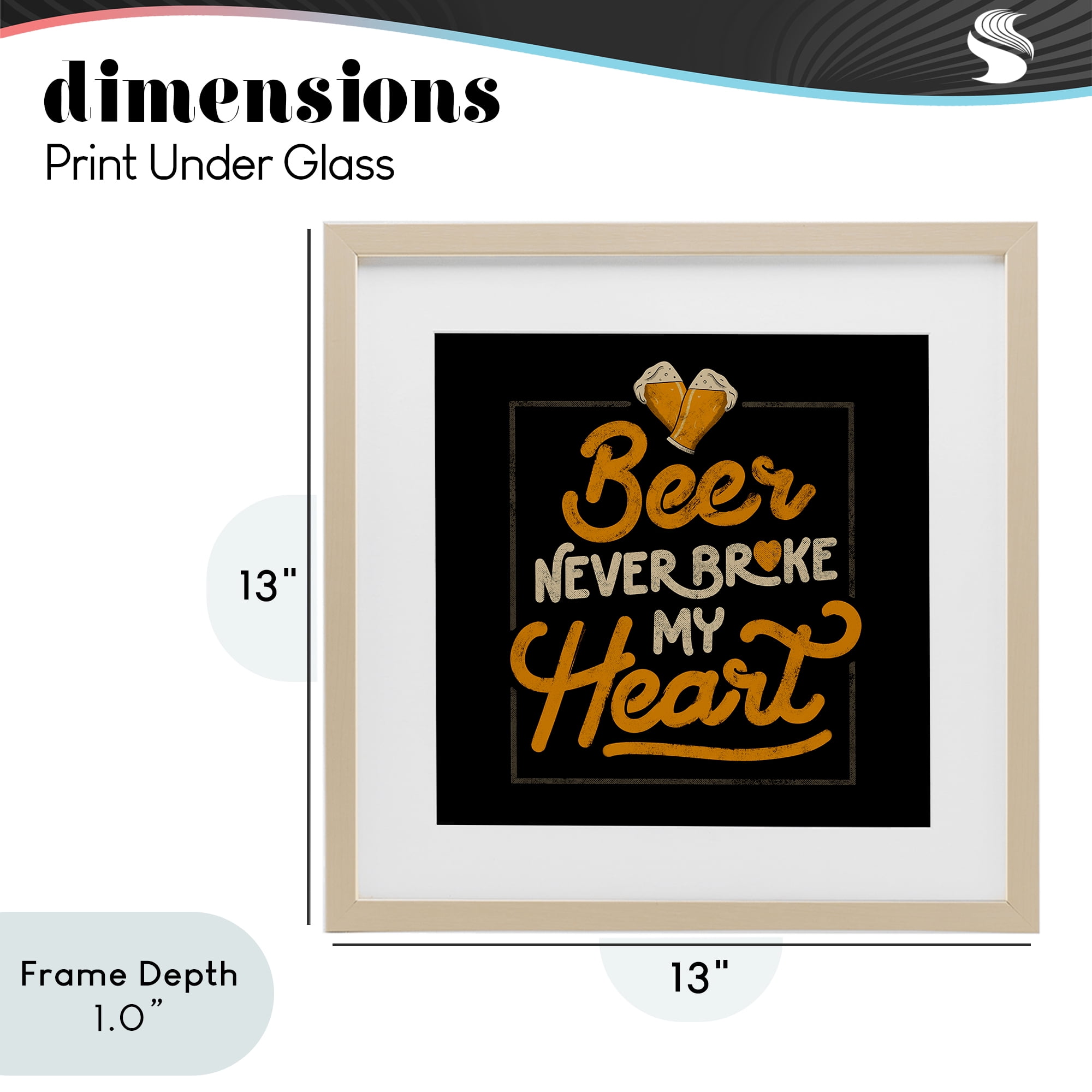 Stupell Industries Beer Never Broke My Heart Birch Framed Print Under Glass, design by EduEly Designs