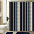 thumbnail image 4 of 4-piece Set of Brown Beige Striped Waterproof Shower Curtain Set Standard Modern Gradient Stripes Abstract Art, 4 of 6