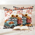 thumbnail image 3 of Teal Truck Fall Outdoor Waterproof Pillow Covers, Thanksgiving Pumpkins Maple Leaf Decorative Square Throw Pillowcase Sofa Cushion Sham for Patio/Couch/Chair, 18"x18" 2 Pack, 3 of 8