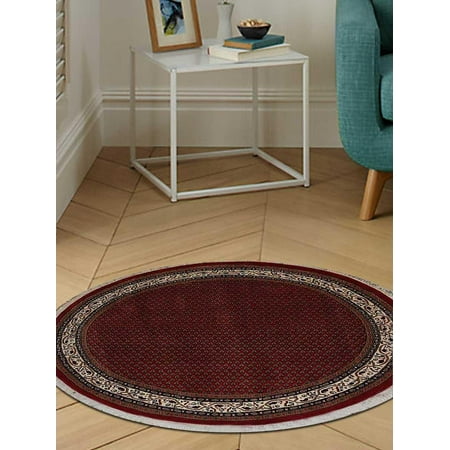 - Rugsotic Carpets Hand Knotted Persian Wool 6'x6' Round Area Rug Oriental Red Cream PR0013