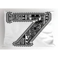 thumbnail image 1 of Number Pillow Sham Antique Seven Symbol with Classic Ornamental Aztec Mexican Folk Culture Figures, Decorative Standard King Size Printed Pillowcase, 36 X 20 Inches, Black and White, by Ambesonne, 1 of 2