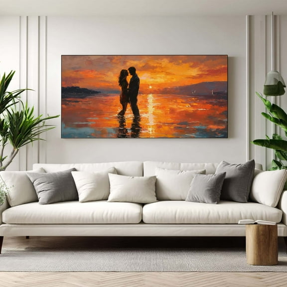 Abstract Sunset Landscape Couple Canvas Painting Wall Art for Living Room Bedroom Decoration, Poster Print, Frameless