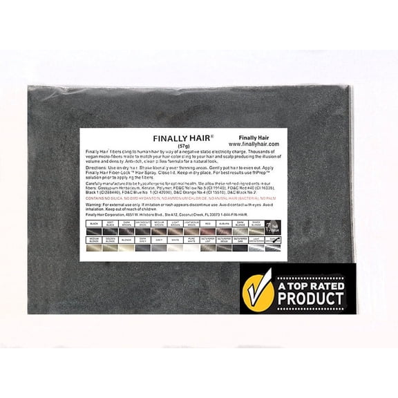 Finally Hair - Hair Fibers - Refill Bag - Dark Grey & Pepper - 57 Gram (2oz)