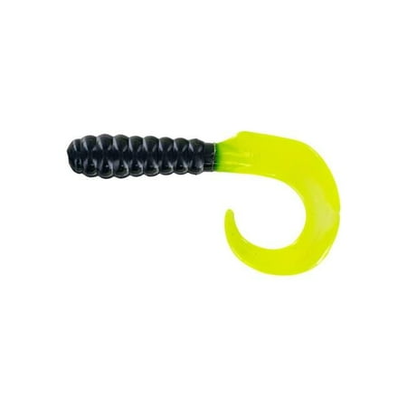 Big Bite Baits CTG216-100 2 in. Curl Tail Grub Fishing Lure Black & Chart Tail - Pack of 100