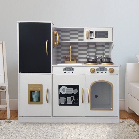 Kids House Cocina Urban White Kitchen: Encantadora Cocina de Juguete de Madera para Niños con Accesorios, Fomenta la Creatividad y el Aprendizaje a Través del Juego Imaginativo