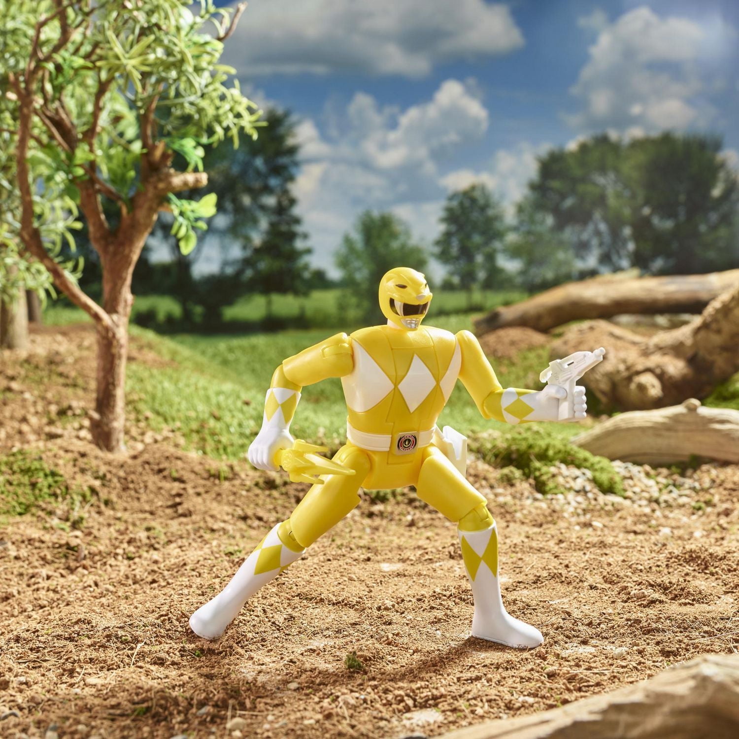 Power Rangers Retro-Morphin, figurine Ranger jaune, Trini, tête basculante, bande dessinée inspirée du jouet Mighty Morphin classique, dès 4 ans