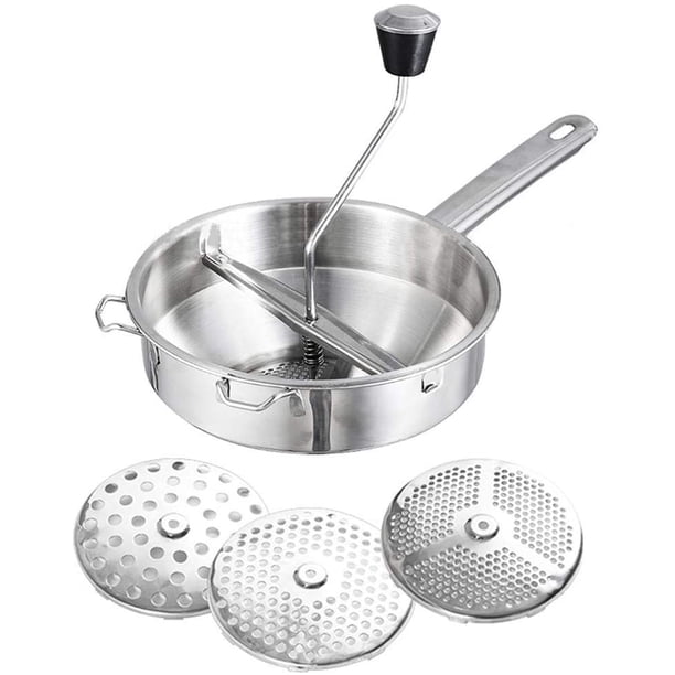 Fleet Lotte - Molinillo giratorio de alimentos de acero inoxidable para el hogar, herramienta de cocina con 3 discos de fresado, ideal para hacer verduras, tomates, purés o sopas Vhermosa WL-00081