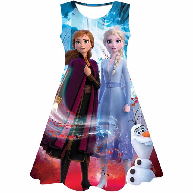 Vestidos infantiles de verano para niñas, Vestidos de princesa de manga corta Frozen Elsa, Vestidos de cumpleaños, disfraz para niños pequeños, trajes de niña 9T Gao Jinjia LED