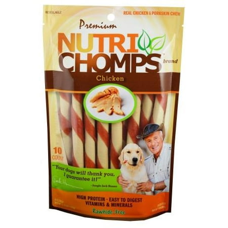Premium Nutri Chomps Rawhide-Free Mini Twists, Chicken Flavor, 10 (Chomp Chomp Best Food)