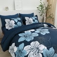 thumbnail image 2 of Dintszyayue Floral 7Pcs Comforter Set Queen,Navy Bed in a Bag Soft Bed Sheet Pillowcase Adult(90"x90"), 2 of 7