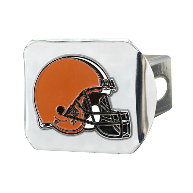 Fan Mat 22549 Trailer Hitch Cover Fits 2 Inch Receiver; NFL Cleveland Browns Logo; Chrome Plated; Metal