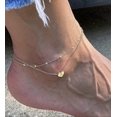 thumbnail image 3 of Initial Heart Ankle Bracelet Layered Heart Letter A To Z Bead Chain Anklet for Women 14K Real Gold Plated Beach Jewelry, 3 of 4