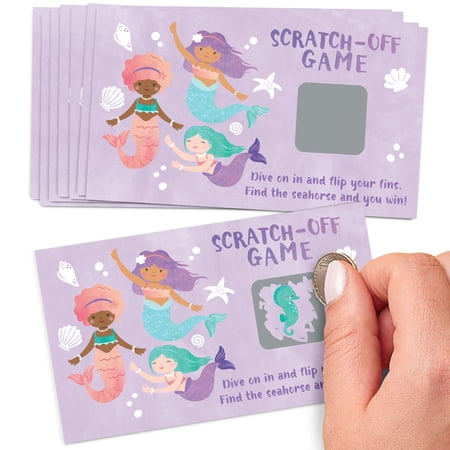 Big Dot of Happiness Mermaid Party Game Scratch Off Cards Fun Under the Sea Party Activity for Kids Mermaid Birthday Game for Girls - 22 Count