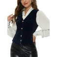 thumbnail image 4 of INSPIRE CHIC Women's Waistcoat Steampunk Velvet Christmas Sleeveless Button Down V-Neck Suit Vests XL Dark Blue, 4 of 6