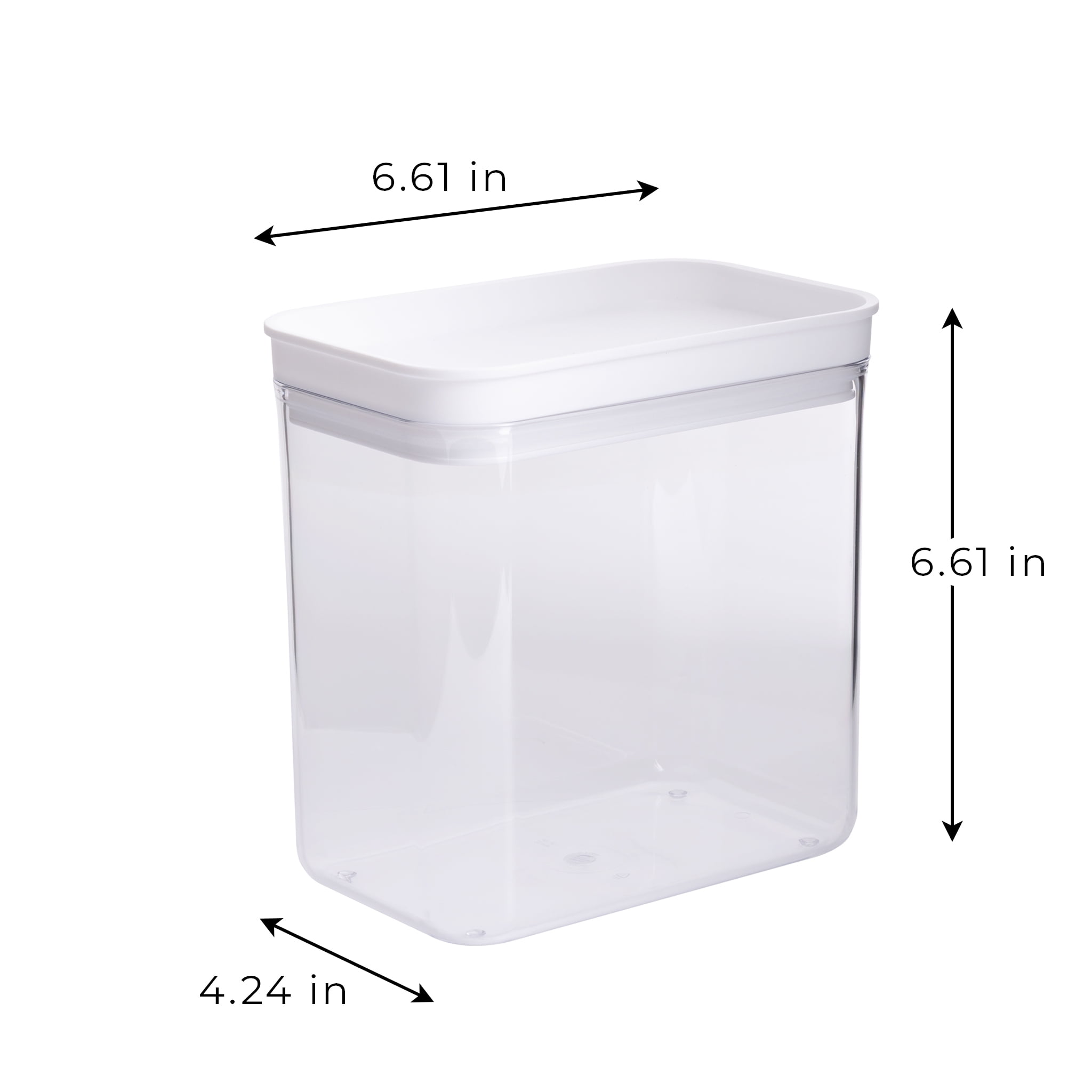 Mainstays Rectangular Plastic Food Storage Canister - Medium- 6.61”W x 4.24”D x 6.61”H​