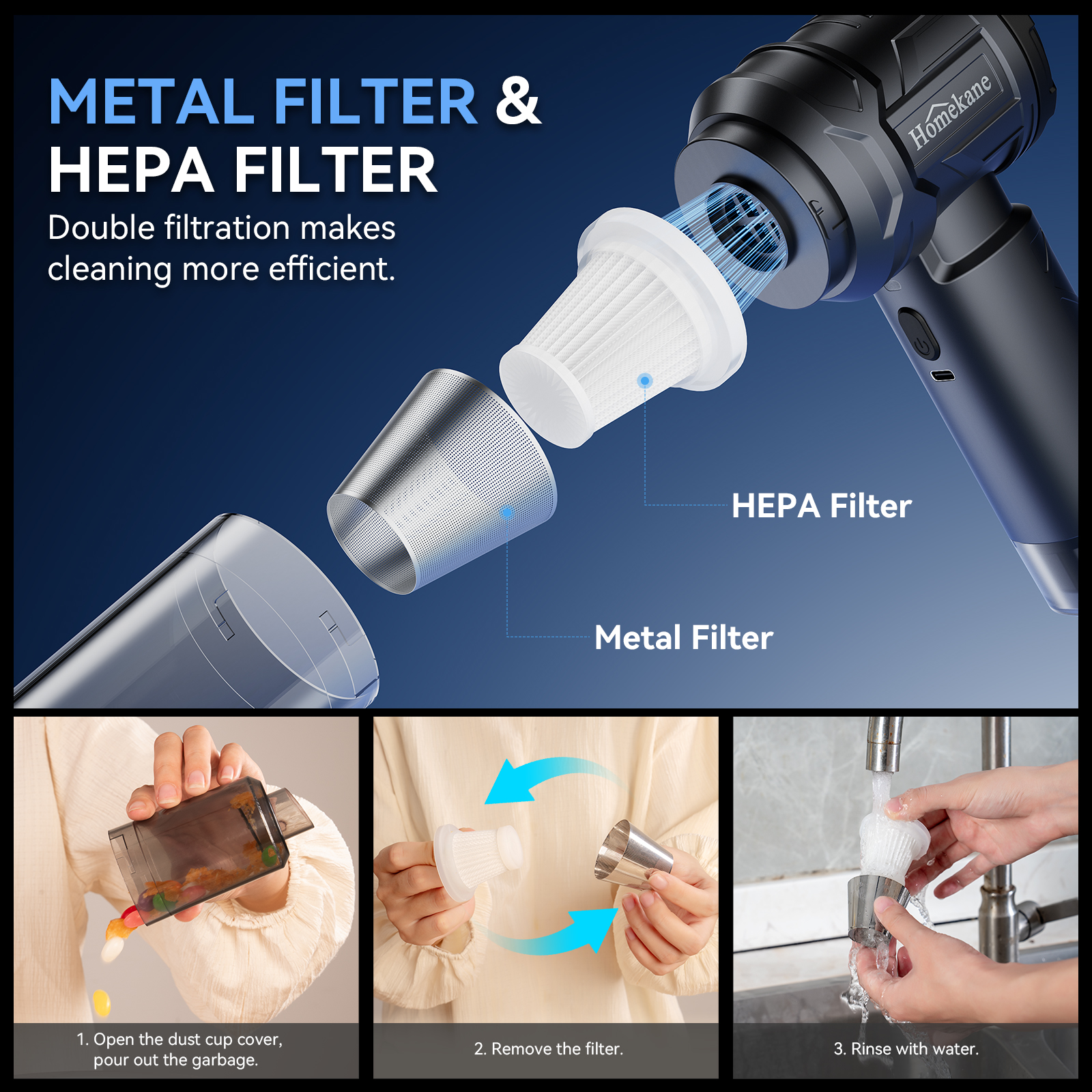 5-in-1 Cordless Vacuum: 15000PA Suction, Blower, Sealer, Air Pump & Escape Hammer