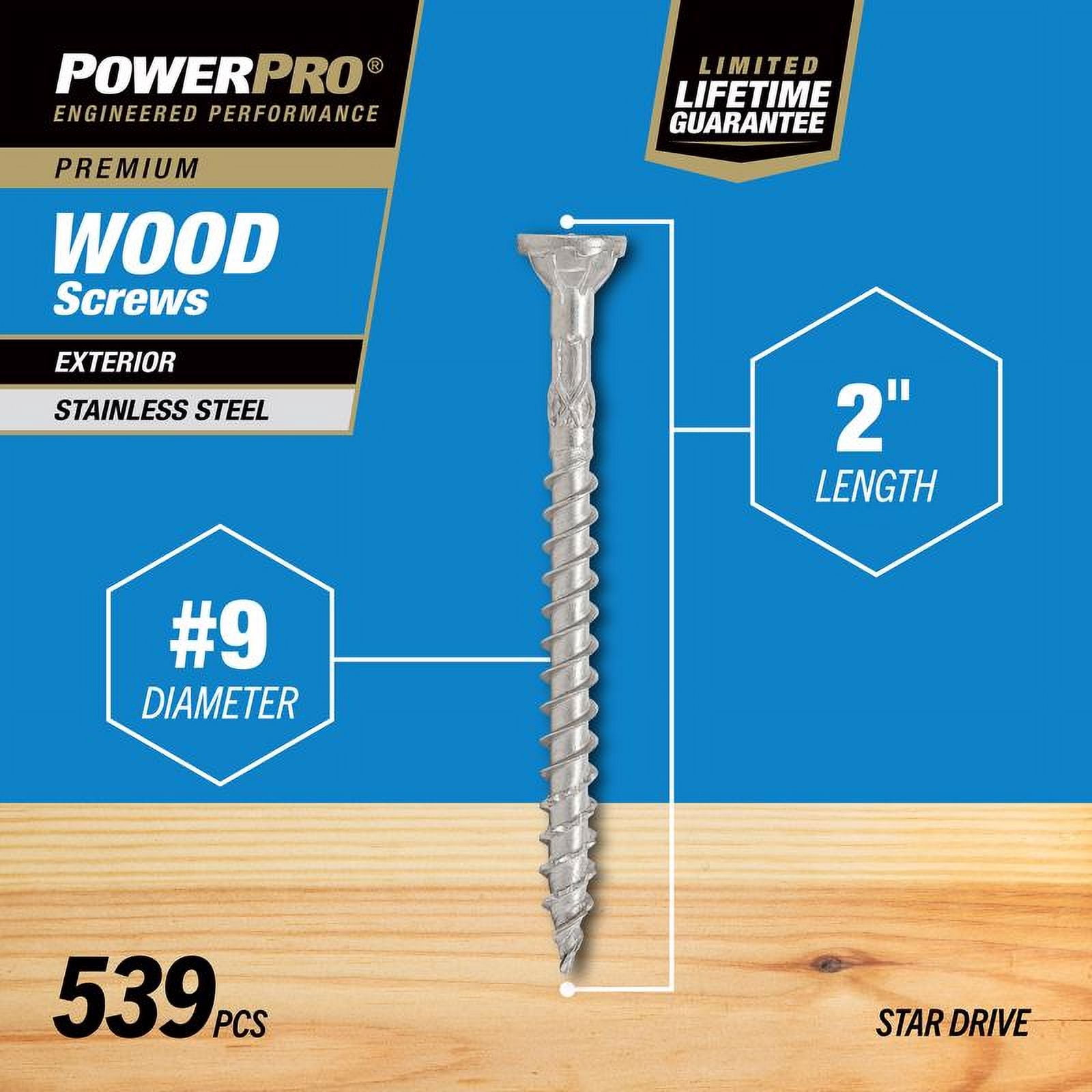 Hillman Fasteners 42498 2.5 in. x No. 10 Power Pro Stainless Exterior Screws