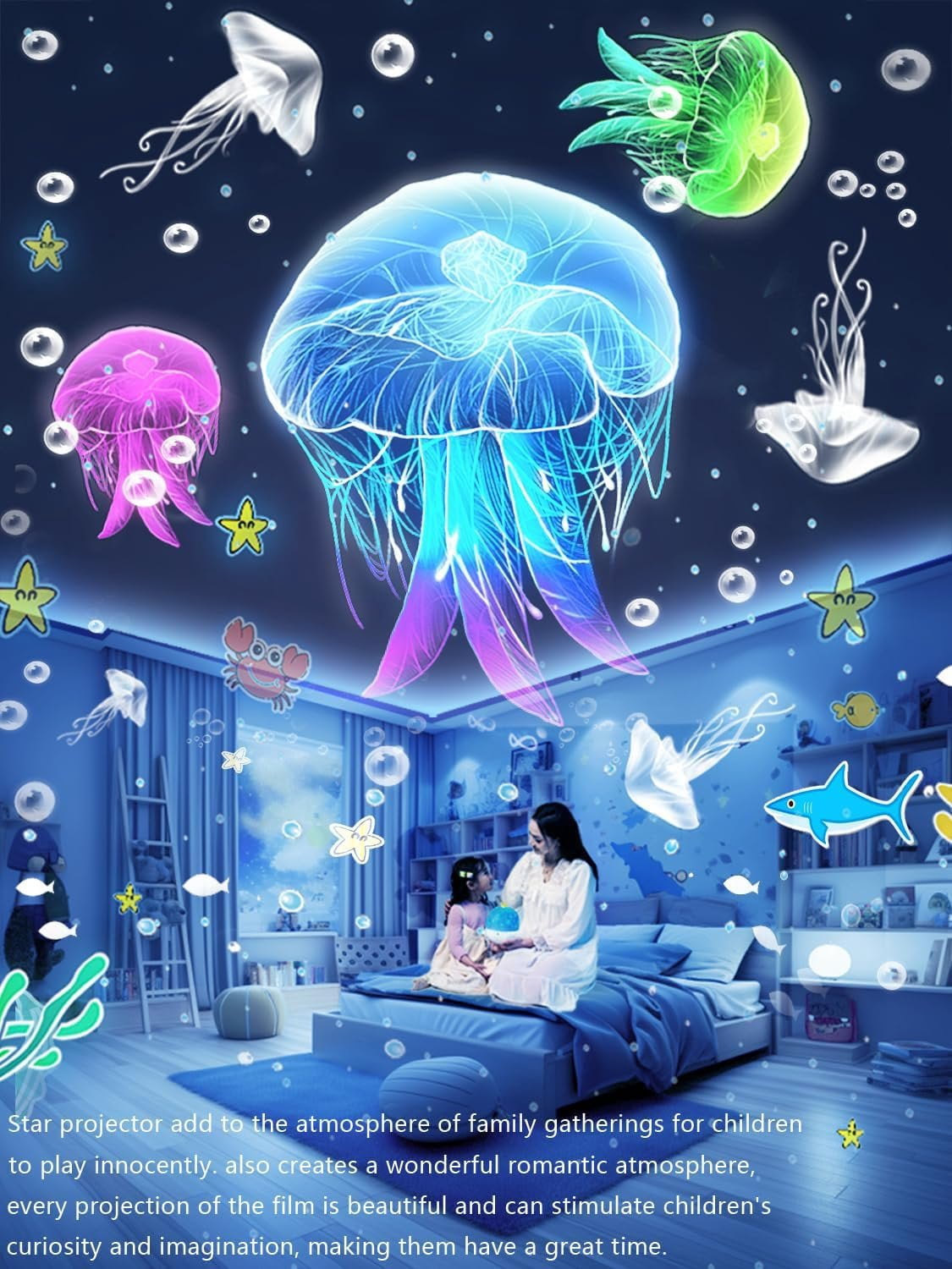 21 Sets of Films, Projector Night Light for  Bedroom, Ceiling,  Night Light Projector,  Galaxy Projector with 360? Rotation Dimmable for Girls, Birthday, Christmas, , Room Decor