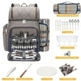 thumbnail image 4 of Picnic Backpack for 4,Picnic Basket Set,Leakproof Picnic Bag,Beach Cooler Backpack with Insulated Cooler Wine Pouch,Picnic Blanket, Double Deck Picnic Backpack for Beach,Camping,Park(BrushedKhaki), 4 of 7