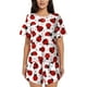 thumbnail image 1 of Balery Ladybug And Heart Conjunto de Pijama para Mujer con Estampado, Dos Piezas de Manga Corta y Shorts, Ropa de Dormir Suave con Cuello Redondo y Bolsillos-Small, 1 of 6