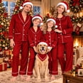 thumbnail image 3 of Harpily Christmas Family Pajamas Matching Sets Long Sleeve Button Down Shirts Soft Satin Sleepwear for Family Holiday Nightwear, 3 of 6