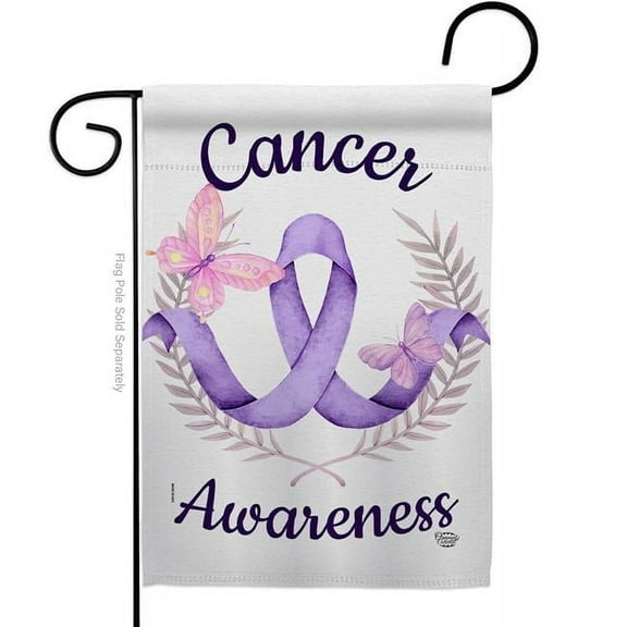 Ornament Collection G192437-BO 13 x 18.5 in. Cancer Awareness Garden Flag with Support Double-Sided Decorative Vertical Flags House Decoration Banner Yard Gift