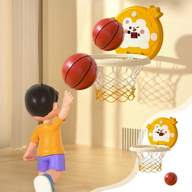 Canasta de baloncesto plegable para interiores | Puntuación con sensor infrarrojo y voz | Altura ajustable para niños | Incluye pelota silenciosa de alto rebote y bomba