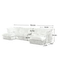 thumbnail image 2 of Cloud Couch Sectional U-Shape 4 Seater Sofa, Corduroy Living Room Couch with Wide Deep Seats & French Edges, Modular Sofa with Big Pillows, Slipcovered  Cream, 2 of 14