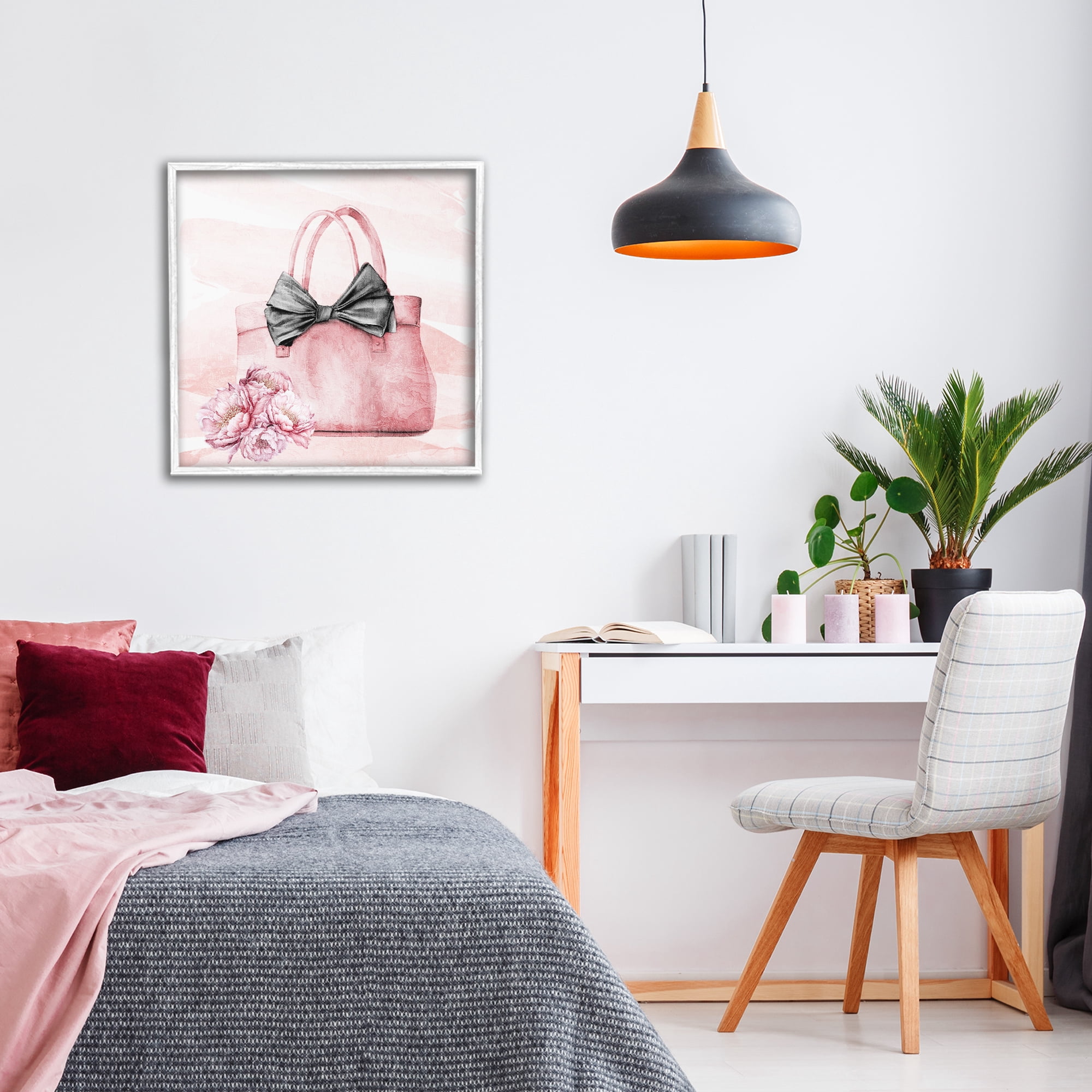 Stupell Industries Blush Glam Time Bag White Framed Giclee Art, design by Kim Allen