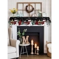 thumbnail image 4 of Black Christmas Fireplace Mantle Scarf, Snowman Plaid Xmas Tree Winter Snowflake Mantel Cover Table Runner for Home Living Room Door Window, Indoor Outdoor Holiday Party Decor 17" x 70", 4 of 6